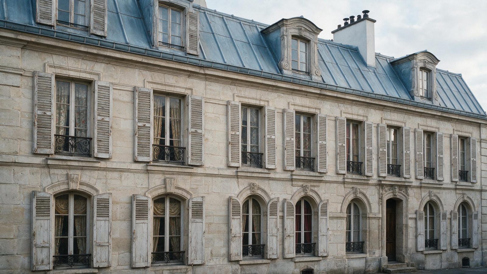 Façade d'un immeuble ancien parisien aux fenêtres à simple vitrage